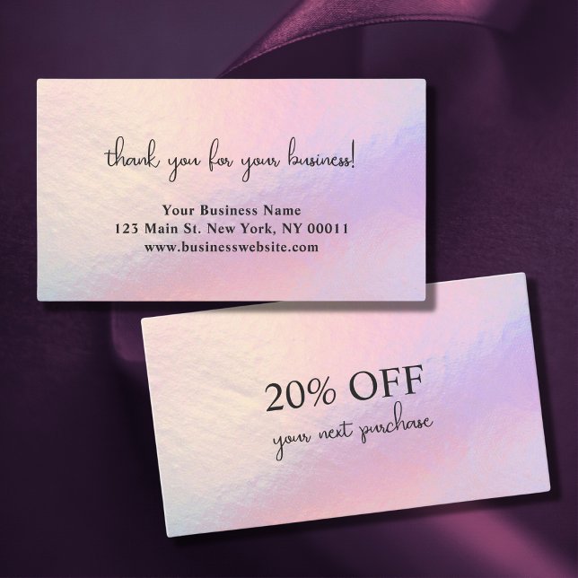 Pink Holographic Business Discount Card (Creator Uploaded)