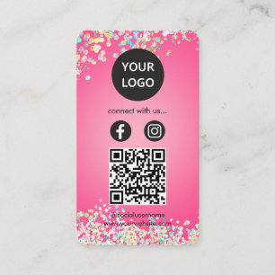 Pink Holographic Custom Cards modern Social Media 