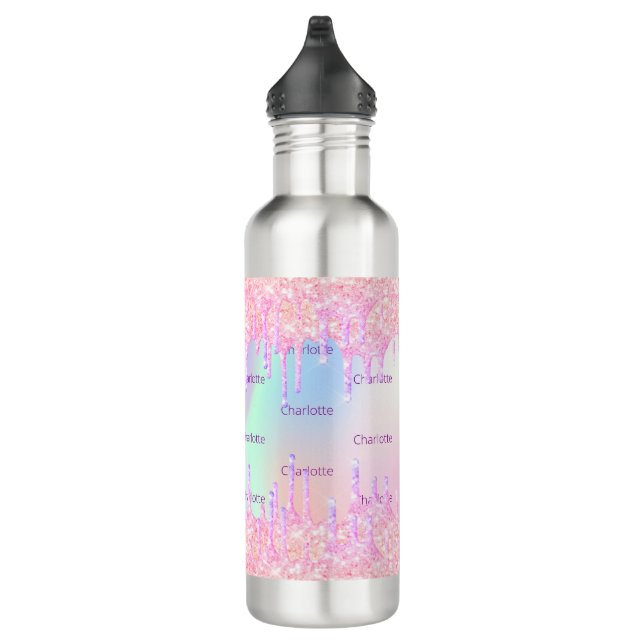 Pink holographic drips name girl 710 ml water bottle (Right)