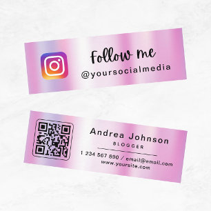 Pink Holographic Follow Me Mini Card