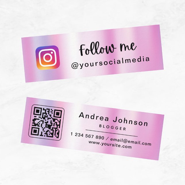 Pink Holographic Follow Me Mini Card (Creator Uploaded)