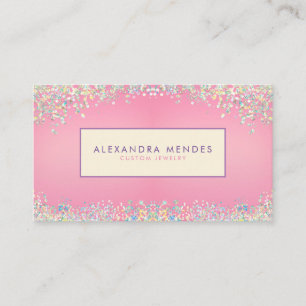 Pink Holographic Glitter Background Trendy Business Card