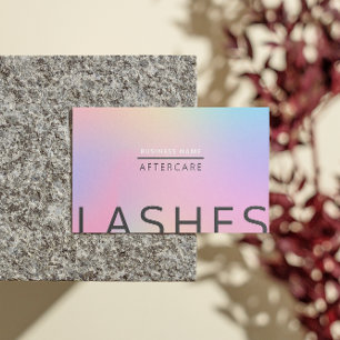 Pink Holographic Iridescent Lash Client After Care Business Card