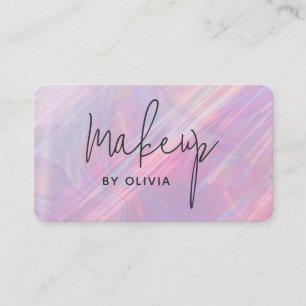Pink Holographic Makeup Artist Business Card