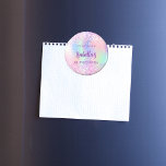 Pink holographic name Quinceanera Magnet<br><div class="desc">For a Quinceañera,  15th birthday party. A holographic coloured background in purple,  pink,  and mint green. Decorated with confetti.  Personalise and add a date,  name and age 15.  Can be used both as a keepsake,  party favours,  save the date.</div>