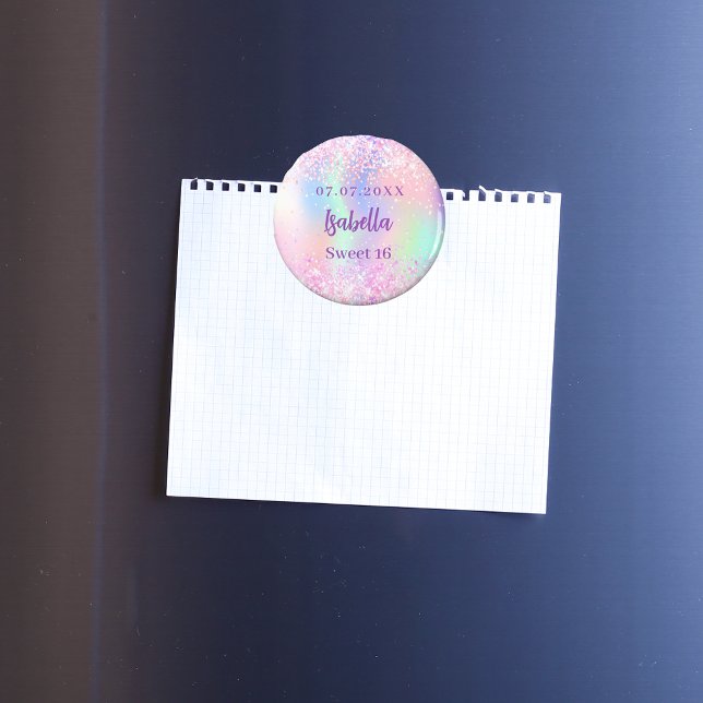 Pink holographic name Sweet 16 Magnet (Creator Uploaded)
