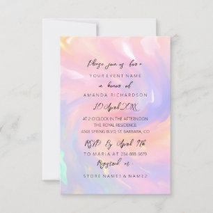 Pink Holographic Pastels Sweet 16th Wedding  Invitation