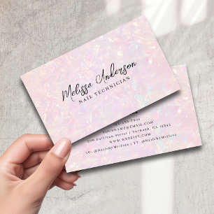 Pink Holographic QR Code Luxe Business Card