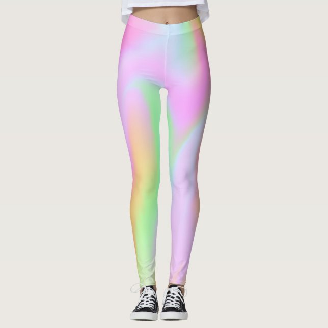 Pink Holographic Rainbow Leggings (Front)