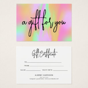 Pink Holographic Script Gift Certificate
