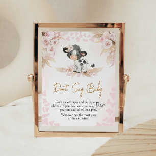 Pink Holy Cow Baby Shower Don't Say Baby Poster