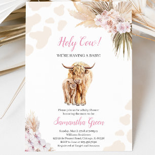 Pink Holy Cow Baby Shower Invitation