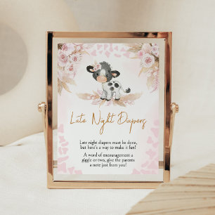 Pink Holy Cow Baby Shower Late Night Diapers Poster