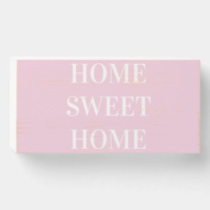 Pink Home Sweet Home Wooden Wall Art  Wooden Box Sign