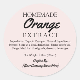 Pink Homemade Orange Extract Ingredients Crafted Classic Round Sticker