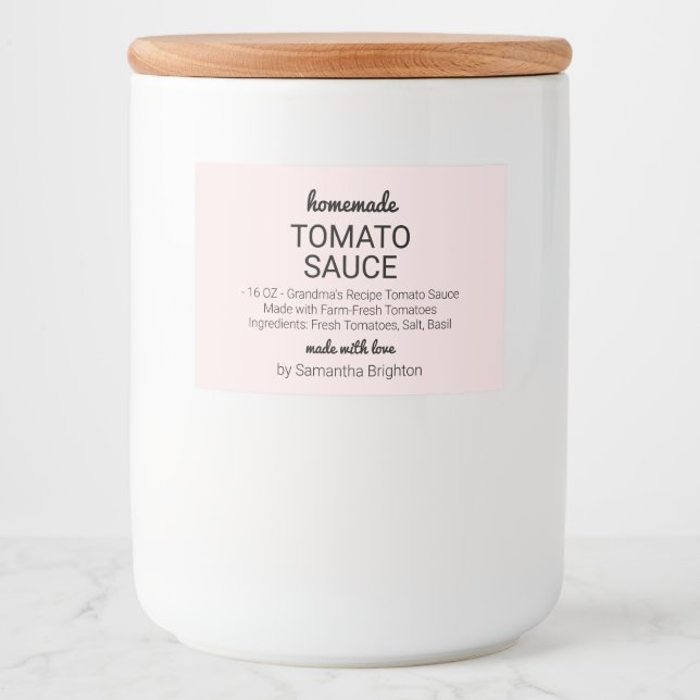 Pink Homemade Tomato Sauce Food Label (Front)