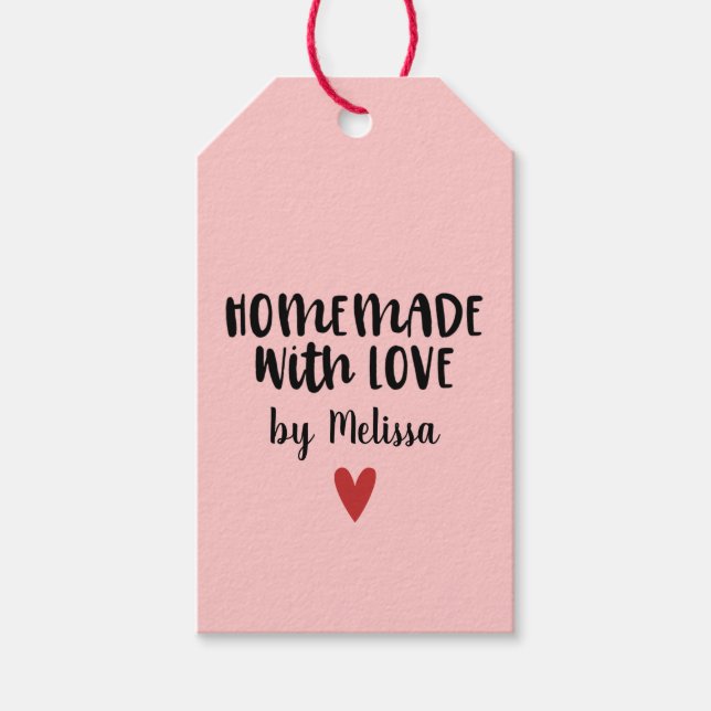 Pink Homemade With Love Gift Tags (Front)