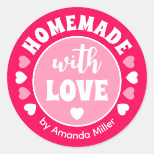 Pink Homemade With Love Mother's Day Baking Classic Round Sticker