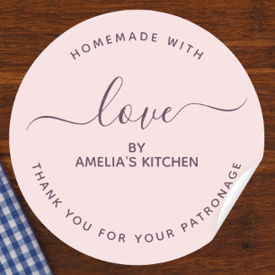 Pink Homemade with love thank you Sticker