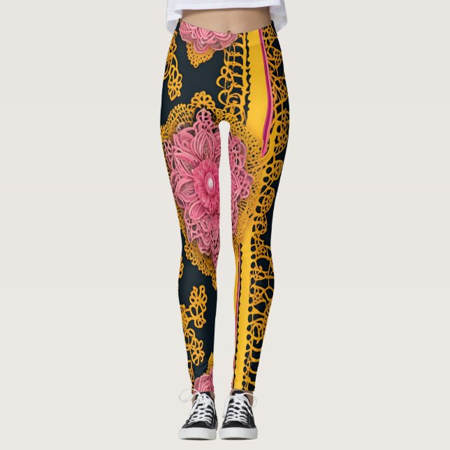 Pink Honey AI art  Leggings (Front)