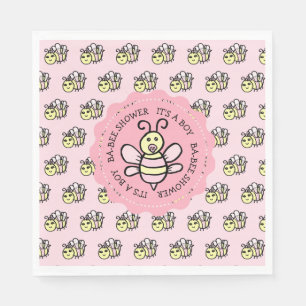 Pink Honey Bee Girl's Baby Shower Napkin