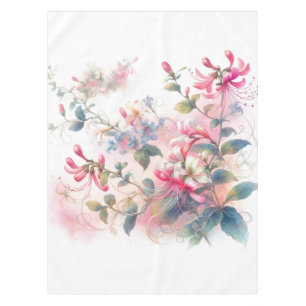 Pink Honeysuckles Watercolor Tablecloth