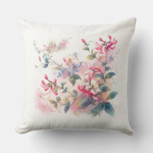 Pink Honeysuckles Watercolor (White Background)