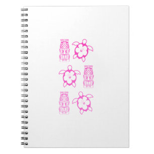 Pink Honu And Tiki Mask Notebook