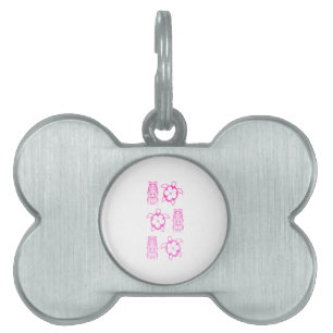 Pink Honu And Tiki Mask Pet ID Tag