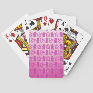Pink Honu And Tiki Mask Playing Cards