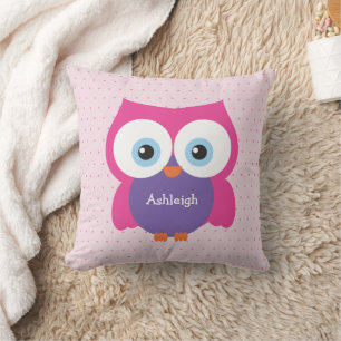 Pink Hoot Owl Cosy Forest Animal Accent Cushion