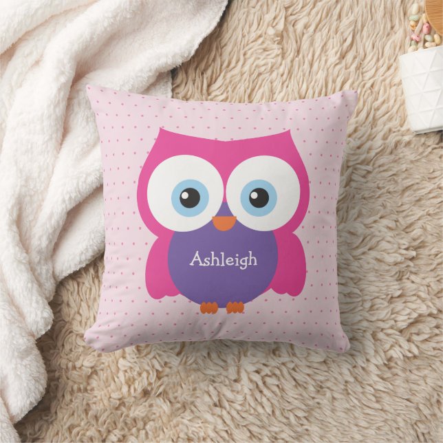 Pink Hoot Owl Cosy Forest Animal Accent Cushion (Blanket)