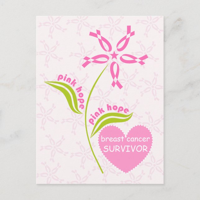 Pink Hope Breast Cancer Awareness Survivor Postcard (Front)