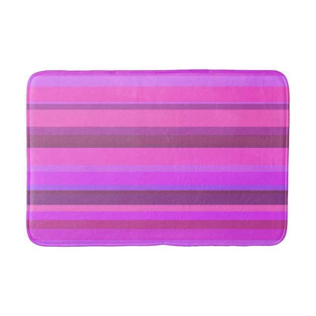 Pink horizontal stripes bath mat (Front)