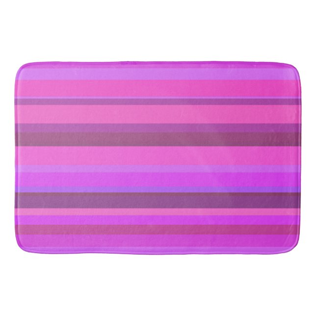 Pink horizontal stripes bath mat (Front)