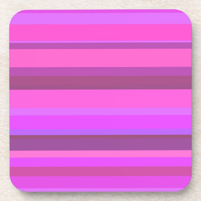 Pink horizontal stripes coaster (Front)