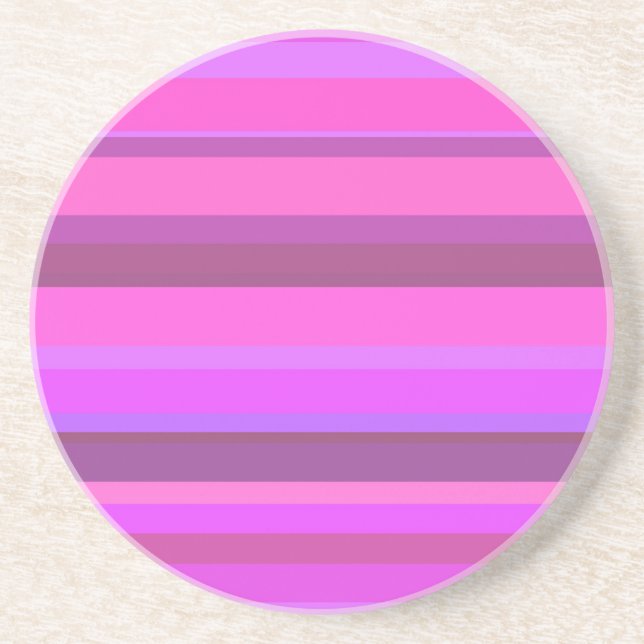 Pink horizontal stripes coaster (Front)