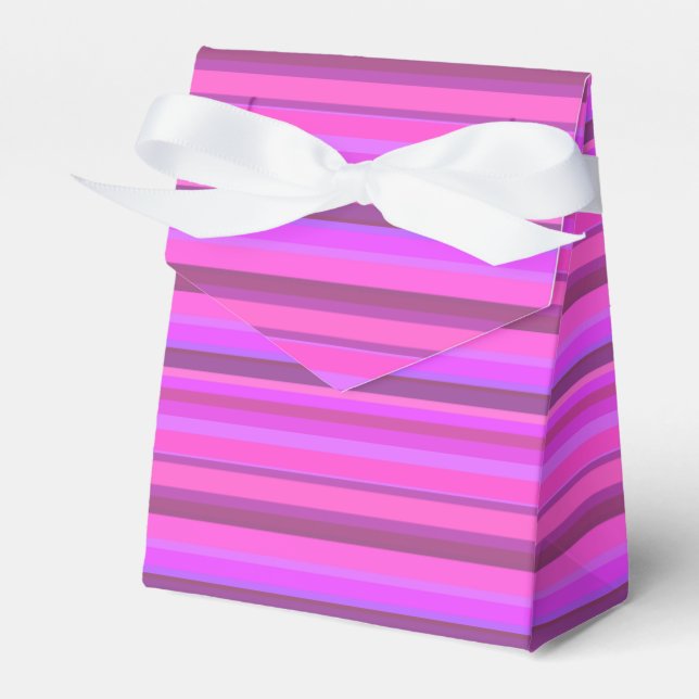 Pink horizontal stripes favour box (Front Side)
