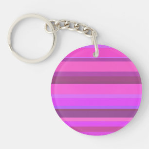 Pink horizontal stripes key ring