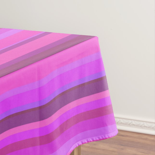 Pink horizontal stripes tablecloth (In Situ)
