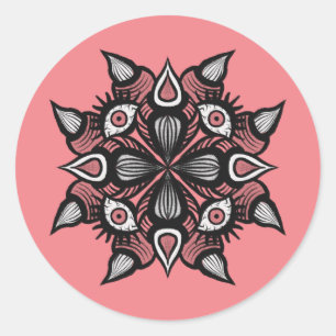Pink Horror Art Creepy Demon Creature Classic Round Sticker