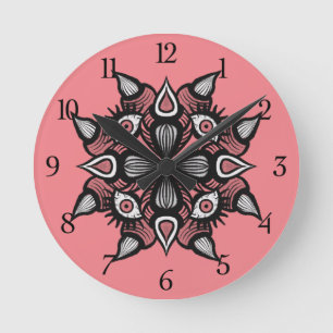 Pink Horror Art Creepy Demon Creature Round Clock