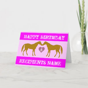 Pink Horse Age Birthday Card - Horse Age Card 6