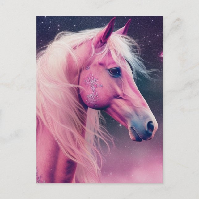 Pink Horse and Stars Postcard (Front)
