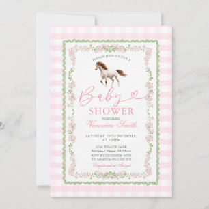 Pink Horse Baby Shower Little Cowgirl Invitation