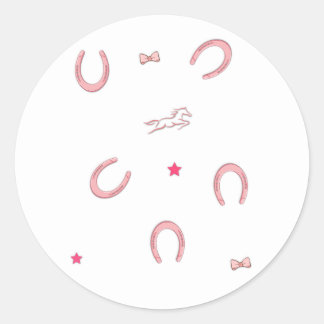 Pink Horse Girl Horseshoes Coquette Classic Round Sticker