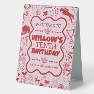 Pink Horse Girl Photo Equestrian Birthday Welcome