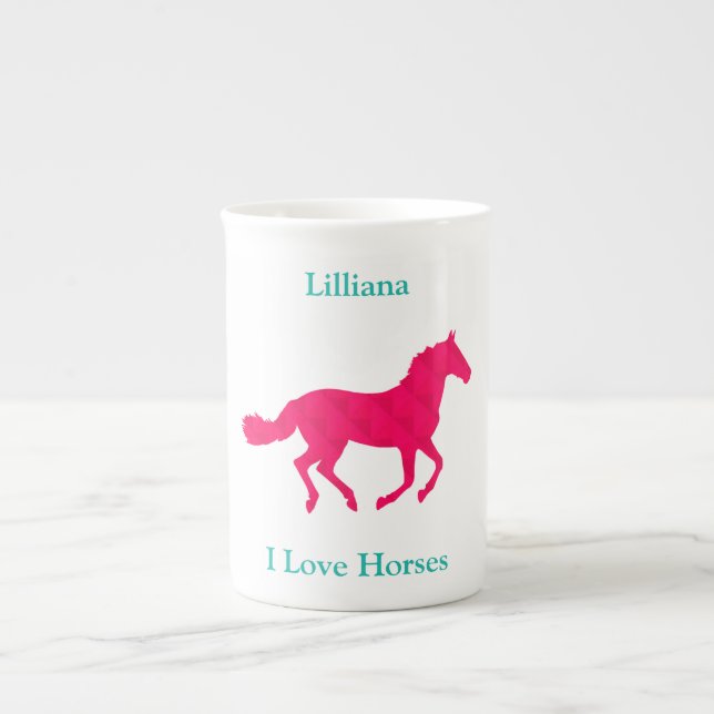 Pink Horse "I Love Horses" Speciality Mug (Front)