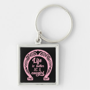 Pink Horse Lover Western Rodeo Horseshoe Cowgirl Key Ring