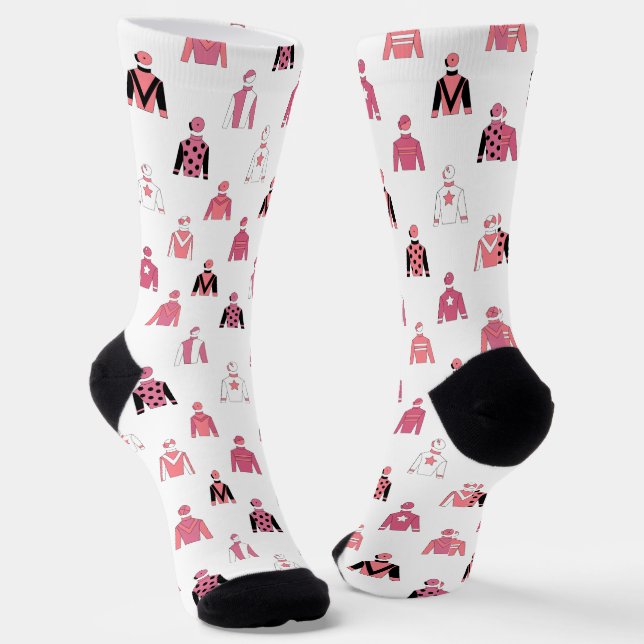 Pink Horse Racing Jockey Silks Socks (Angled)
